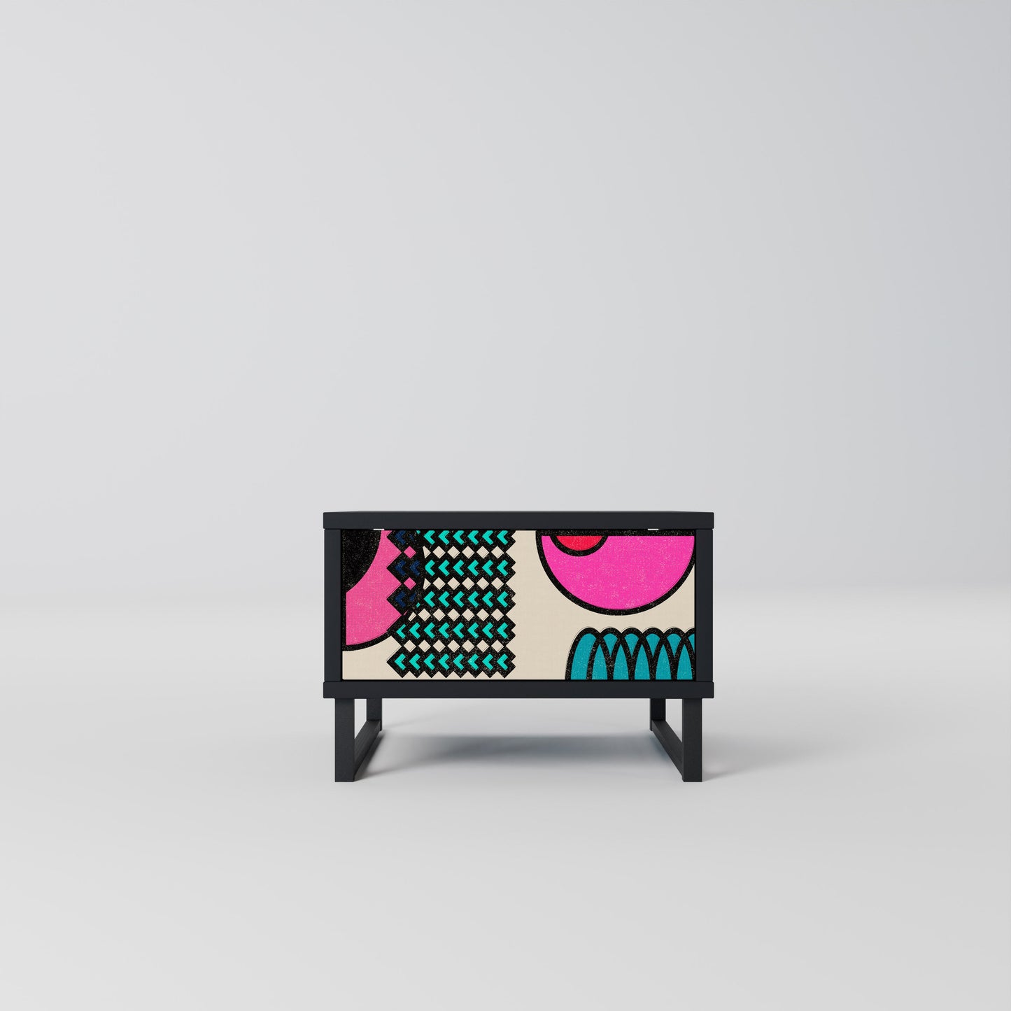 GEOMETRIC RHAPSODY Nightstand in Black Finish