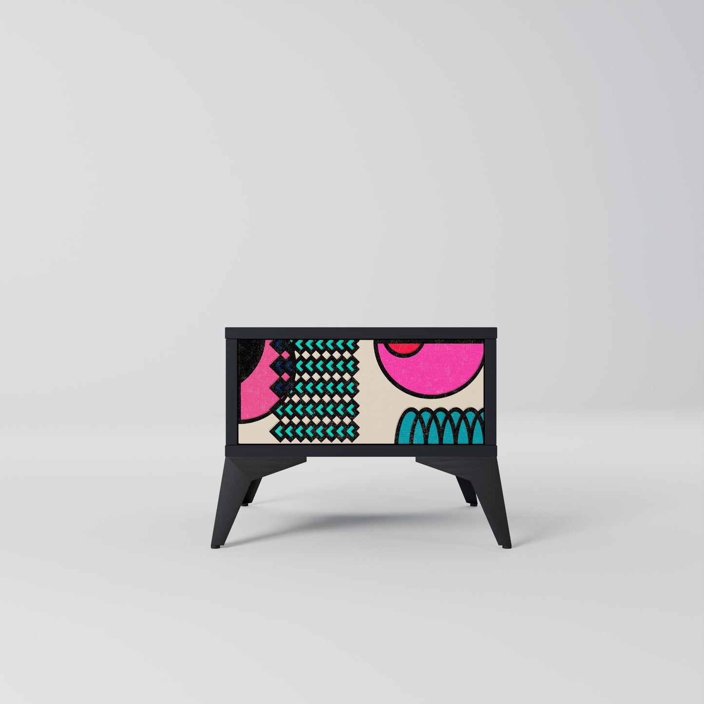 GEOMETRIC RHAPSODY Nightstand in Black Finish