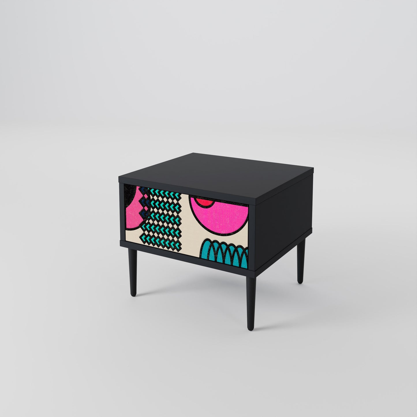 GEOMETRIC RHAPSODY Nightstand in Black Finish