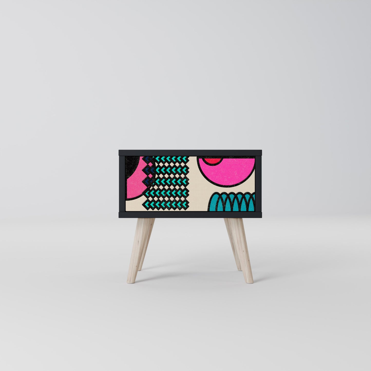 GEOMETRIC RHAPSODY Nightstand in Black Finish