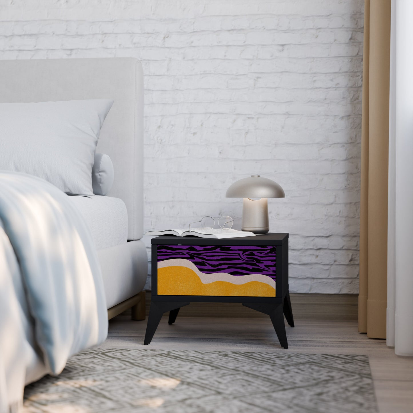 INDEPENDENT BORDER Nightstand in Black Finish