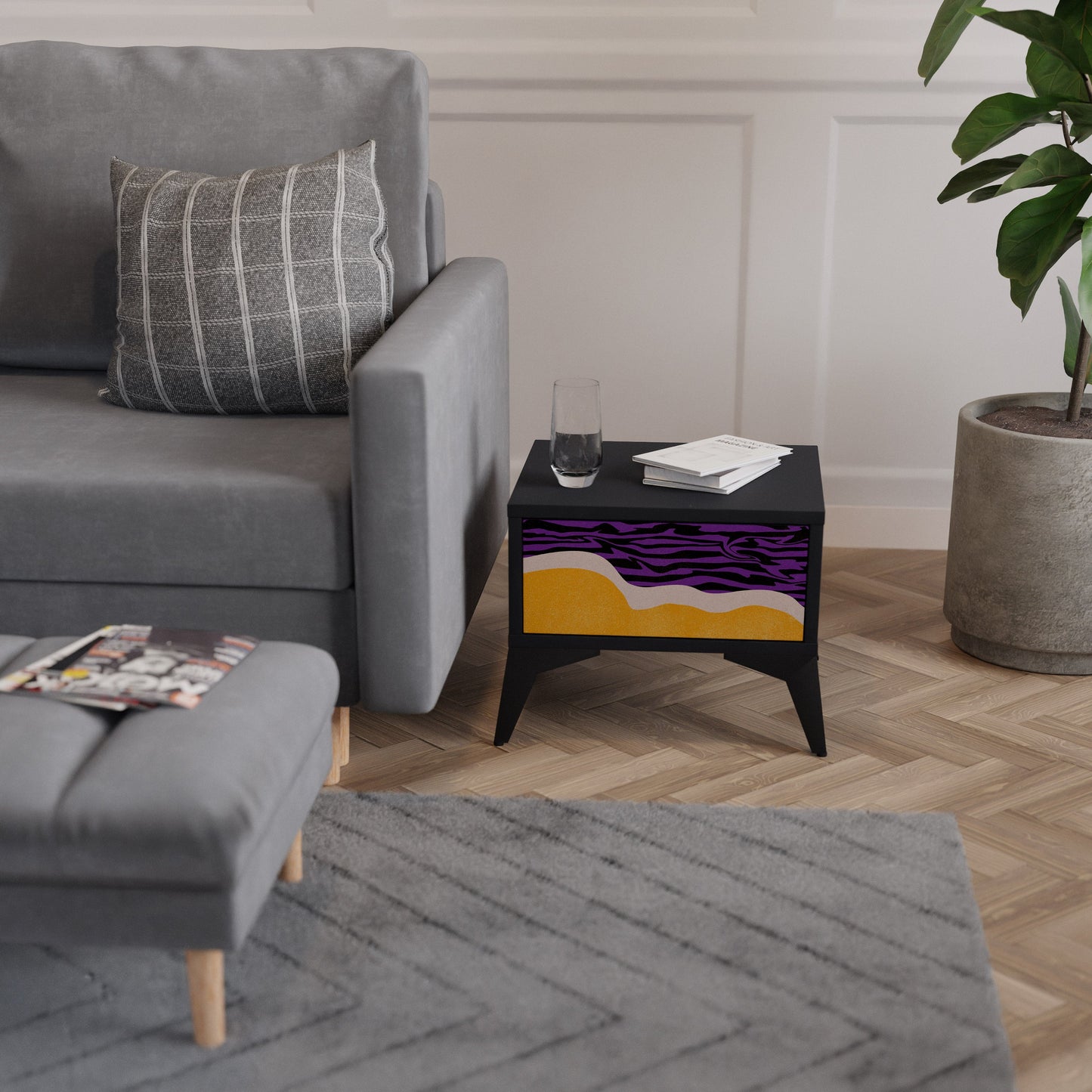 INDEPENDENT BORDER Nightstand in Black Finish