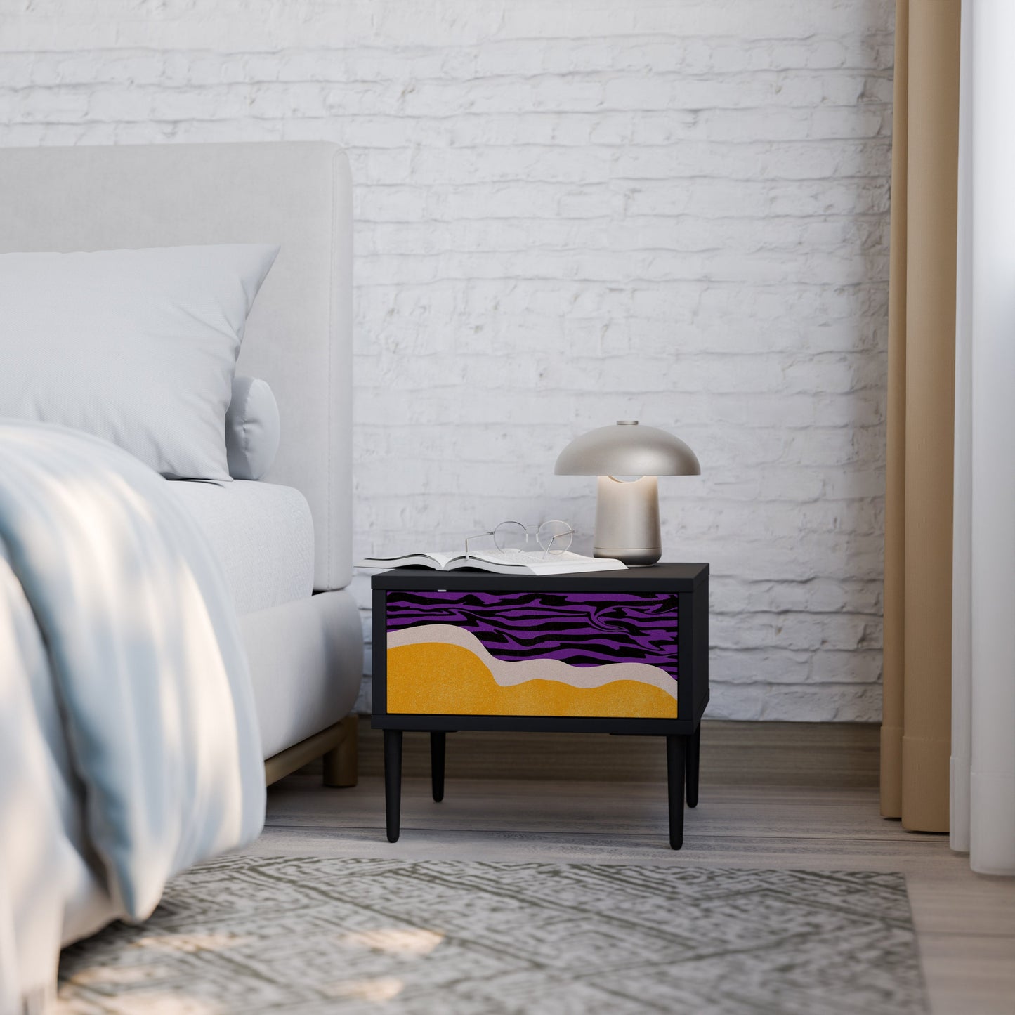 INDEPENDENT BORDER Nightstand in Black Finish