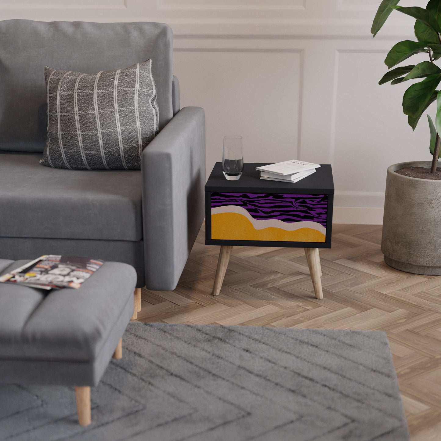 INDEPENDENT BORDER Nightstand in Black Finish