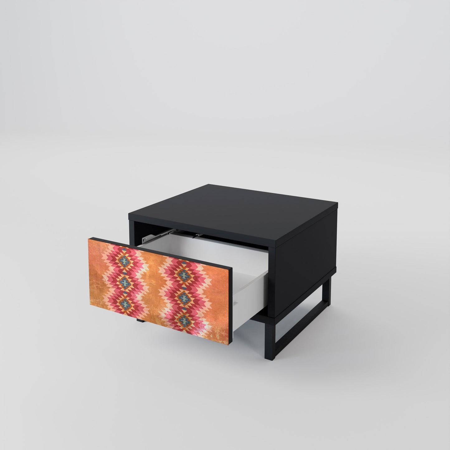 INDIAN FOLK Nightstand in Black Finish