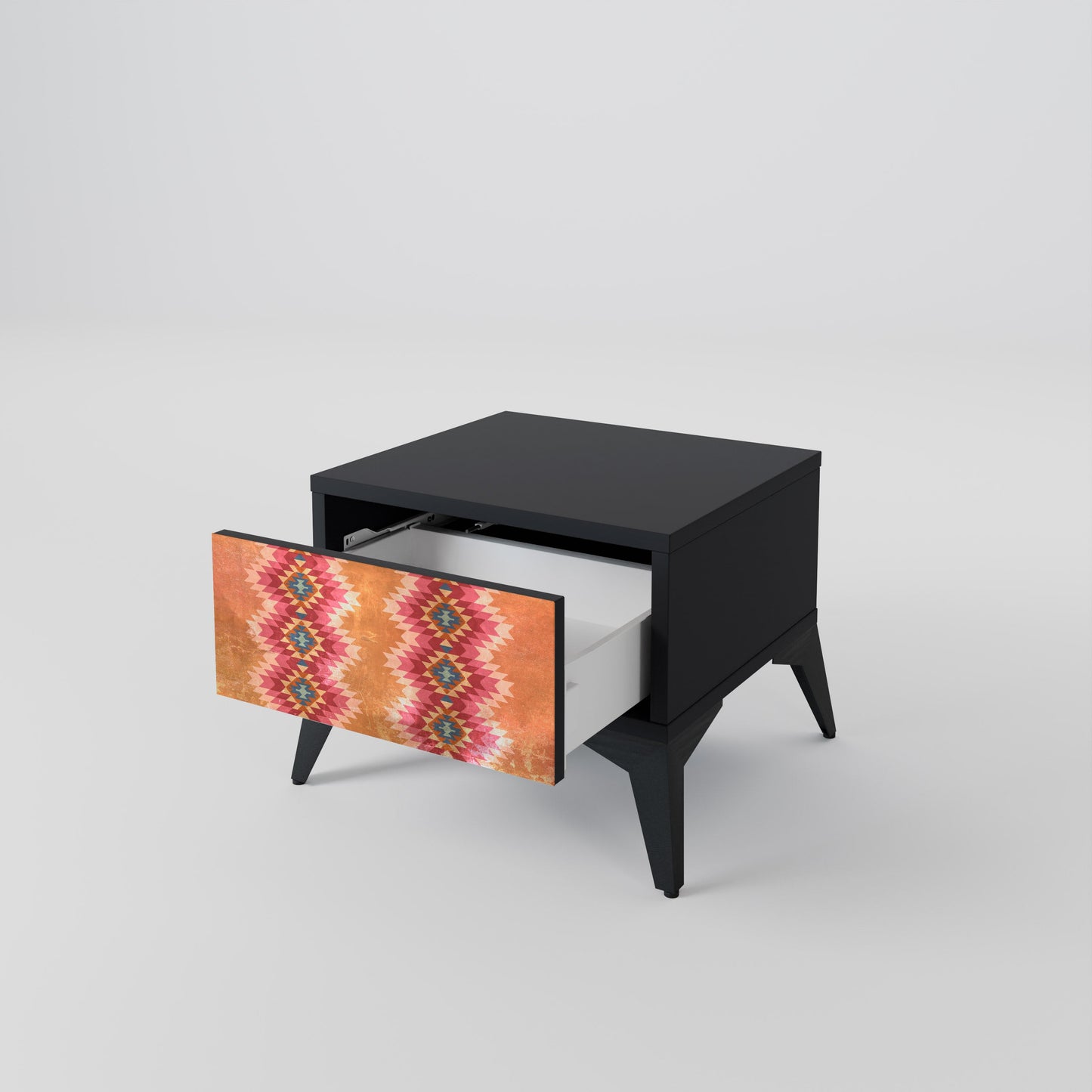 INDIAN FOLK Nightstand in Black Finish