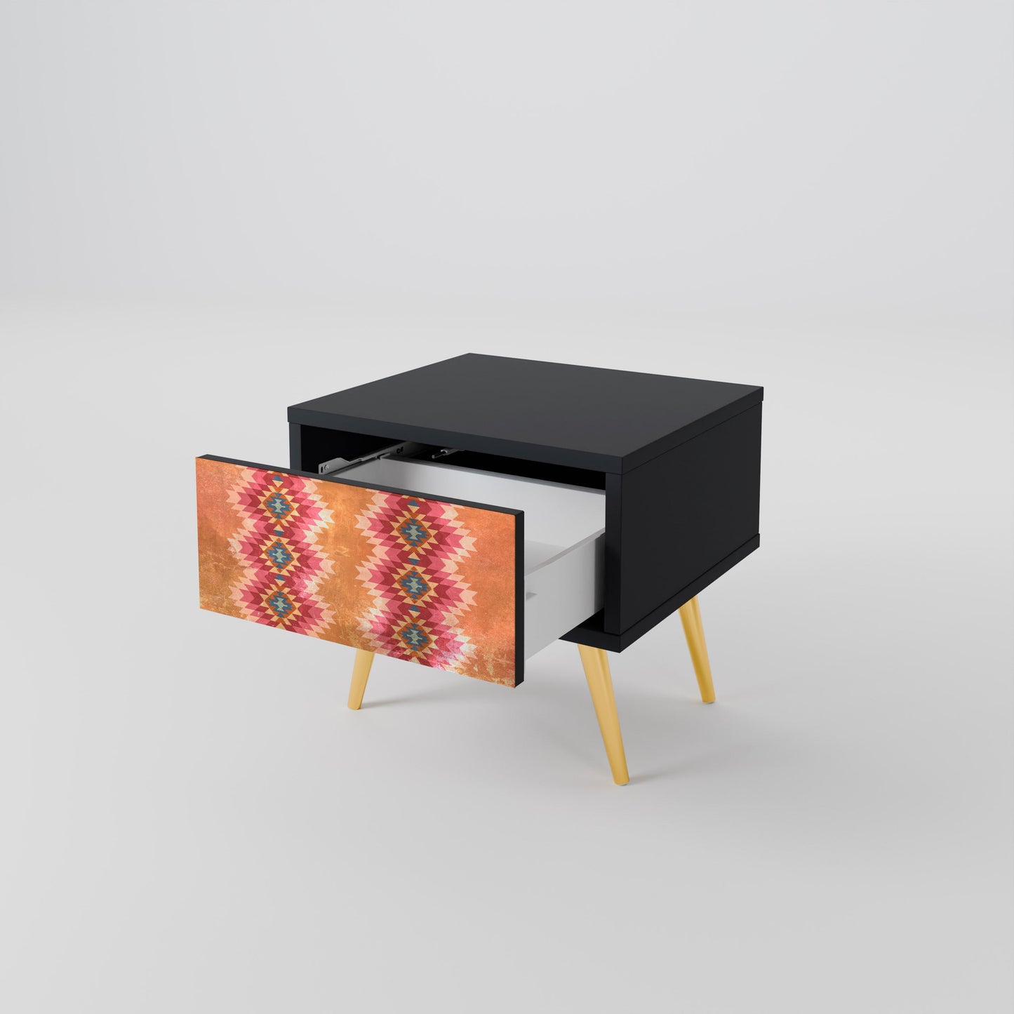 INDIAN FOLK Nightstand in Black Finish
