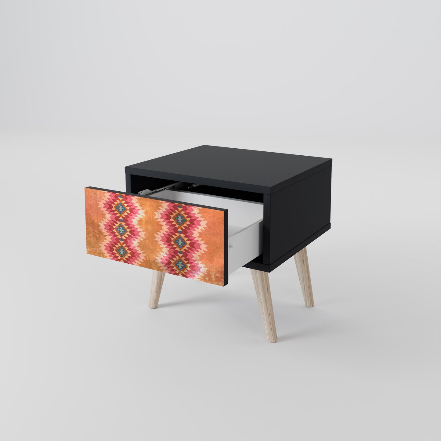 INDIAN FOLK Nightstand in Black Finish