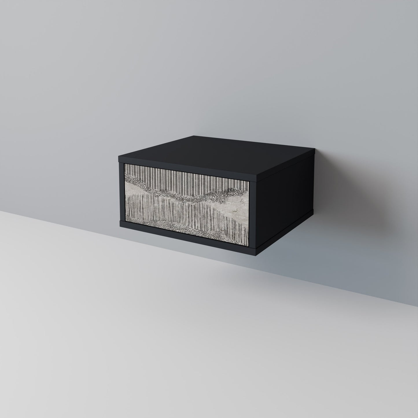 GRAIN LINES Nightstand in Black Finish