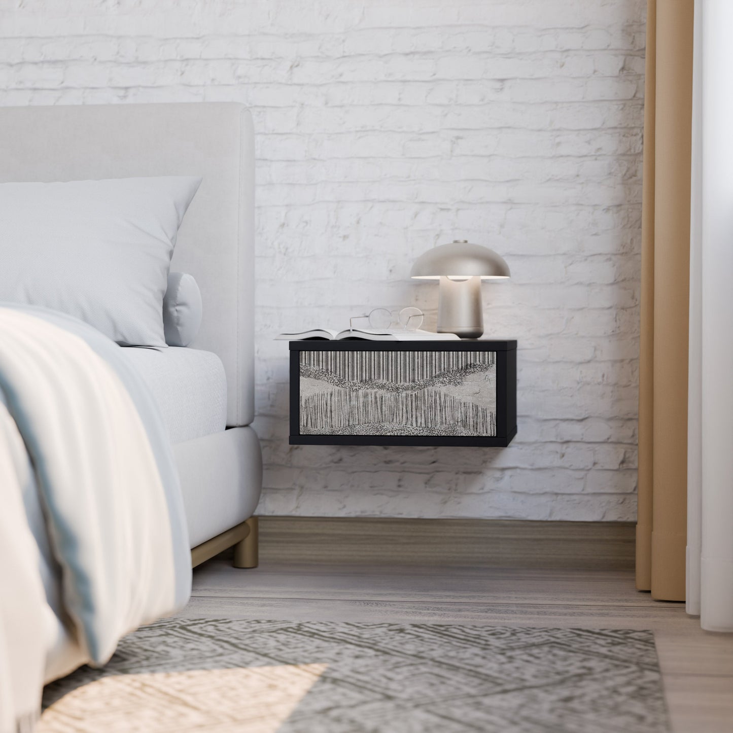 GRAIN LINES Nightstand in Black Finish