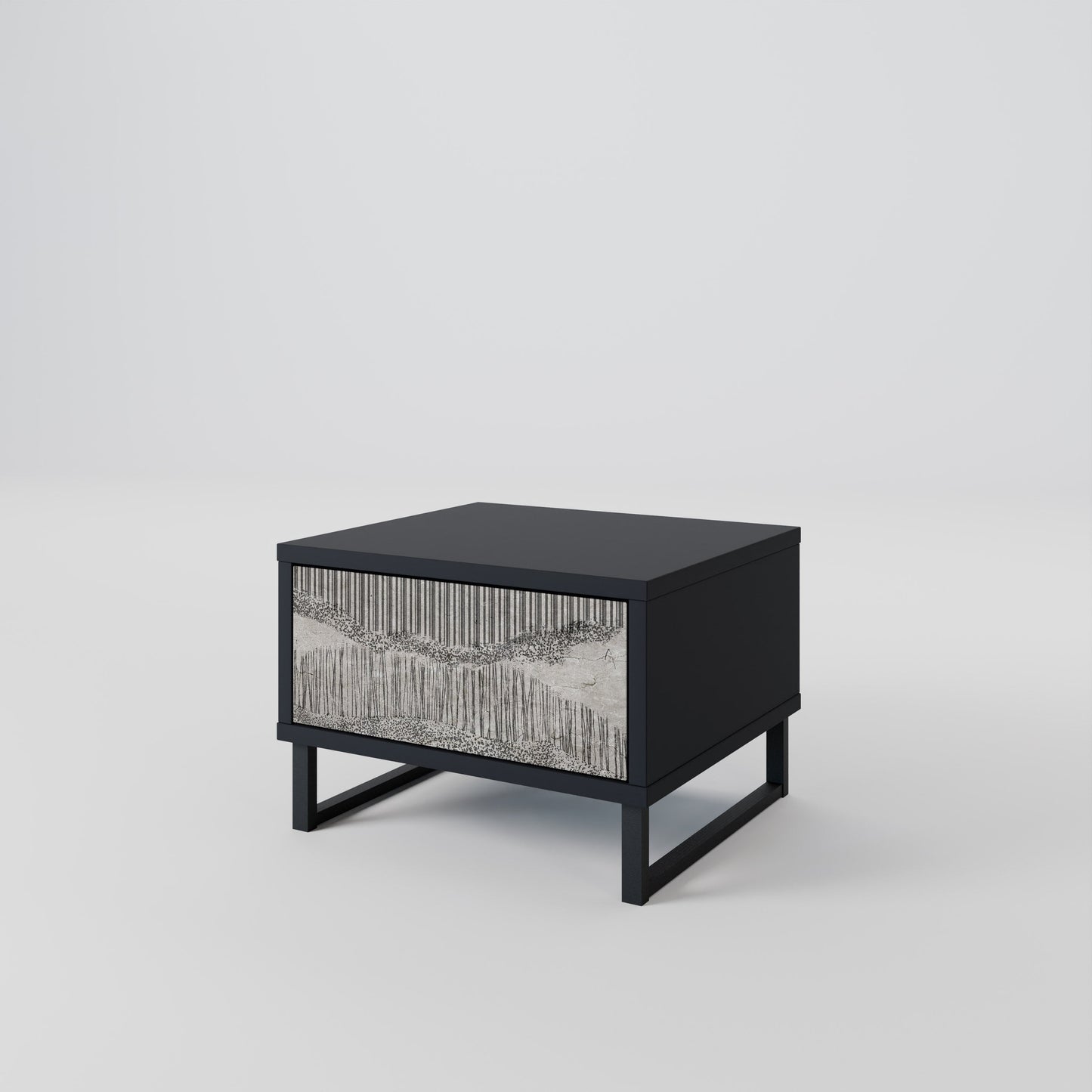 GRAIN LINES Nightstand in Black Finish