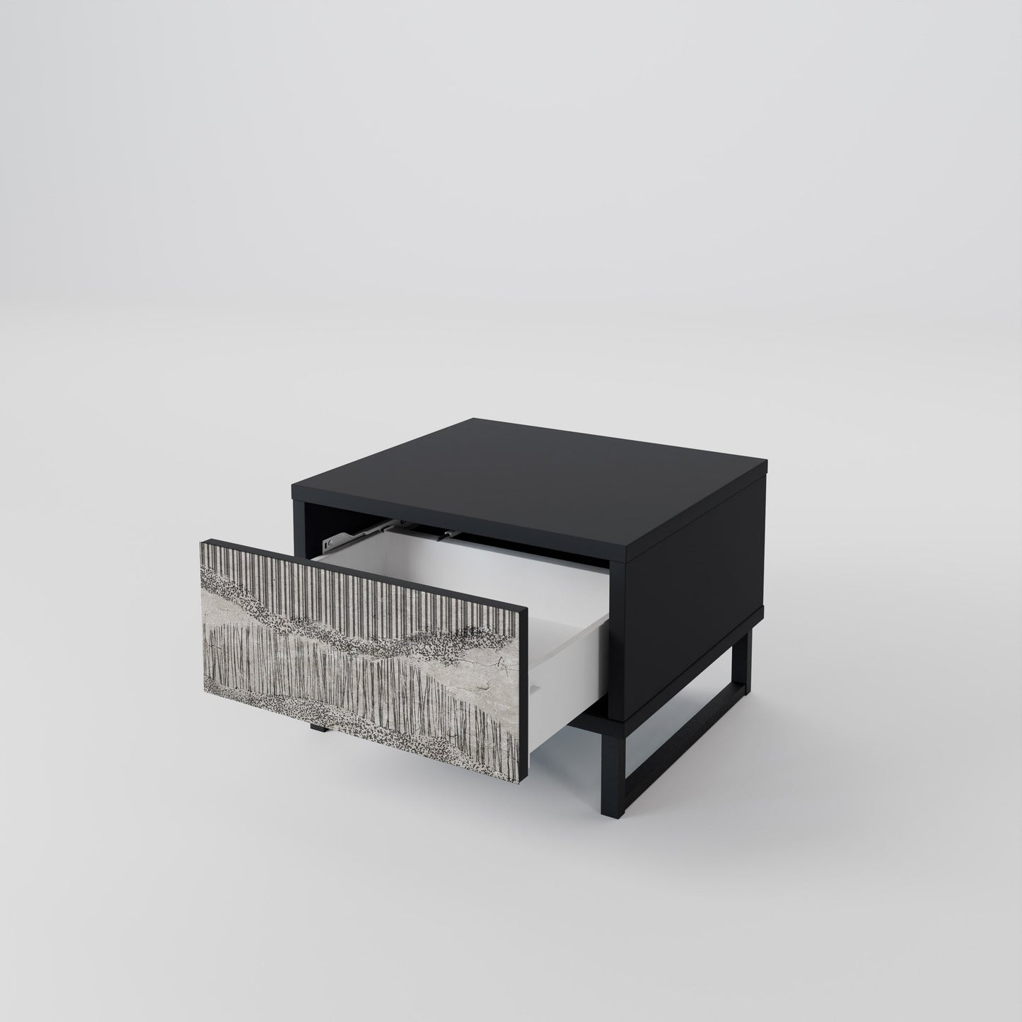 GRAIN LINES Nightstand in Black Finish