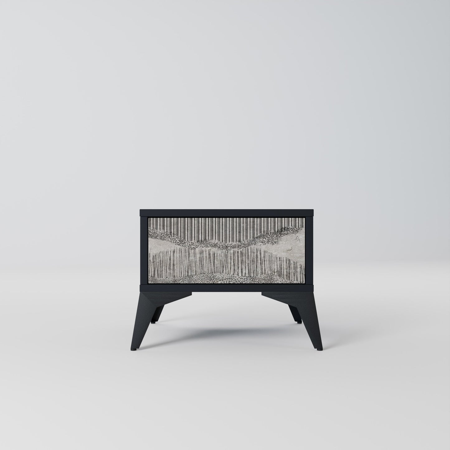 GRAIN LINES Nightstand in Black Finish