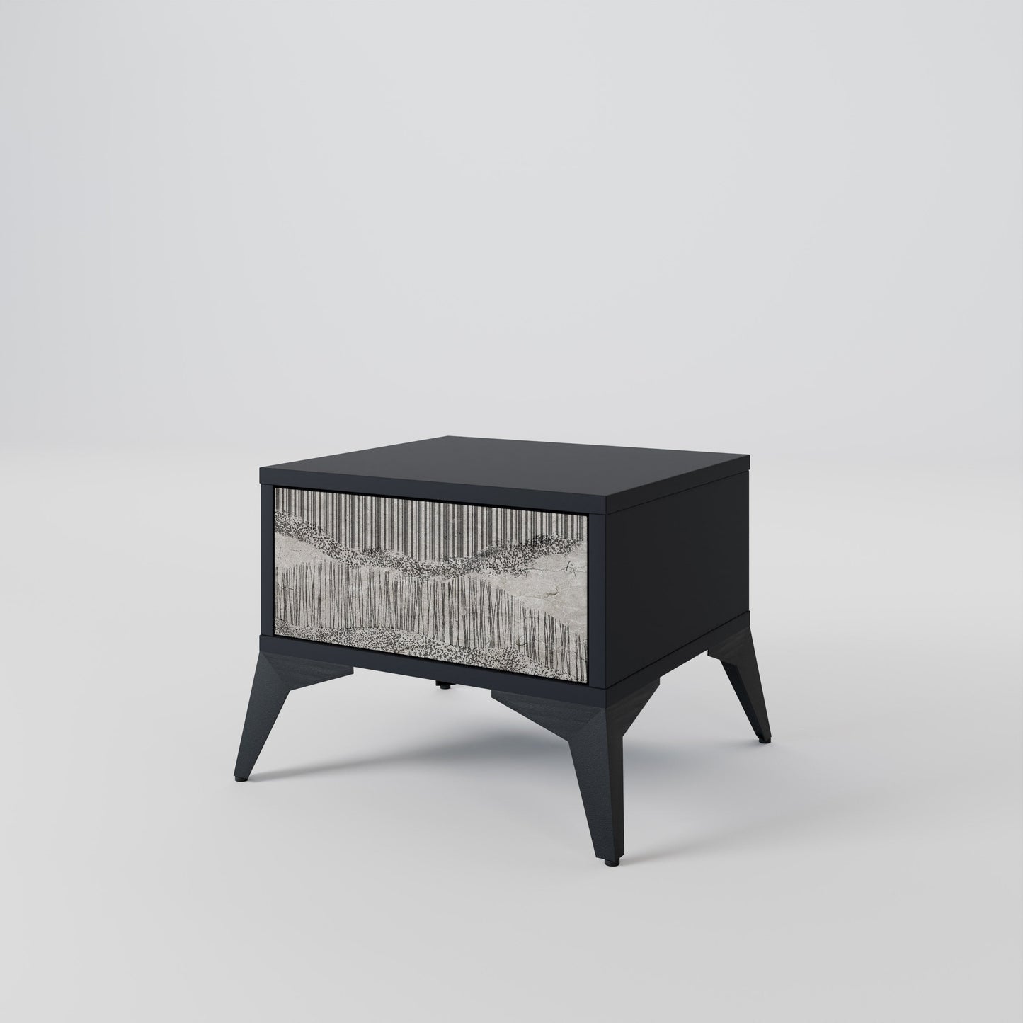 GRAIN LINES Nightstand in Black Finish