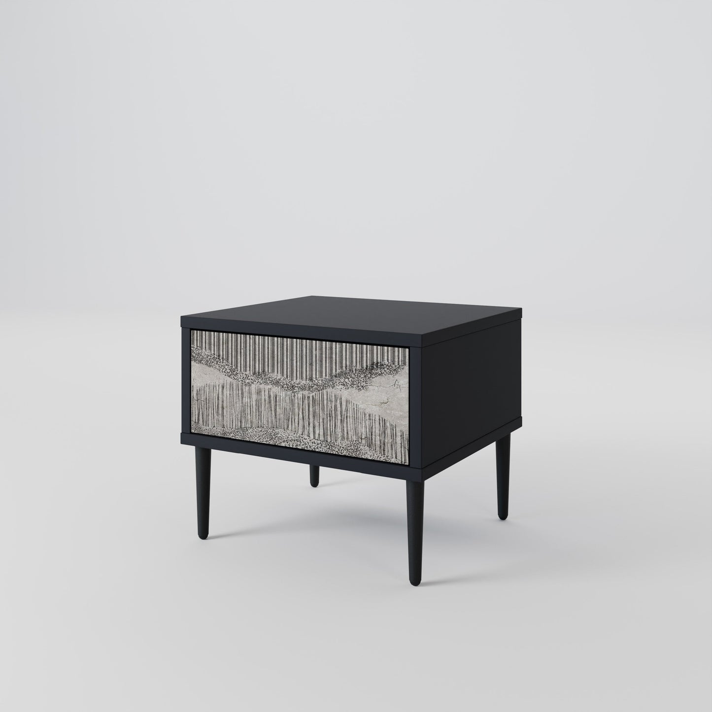 GRAIN LINES Nightstand in Black Finish