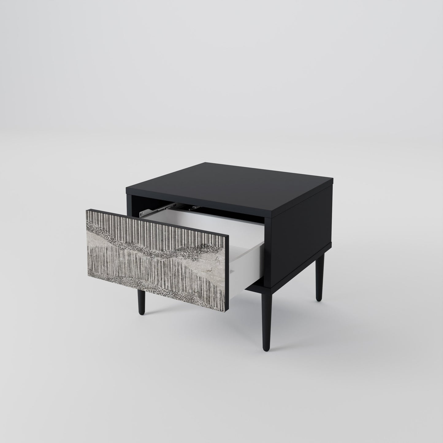 GRAIN LINES Nightstand in Black Finish