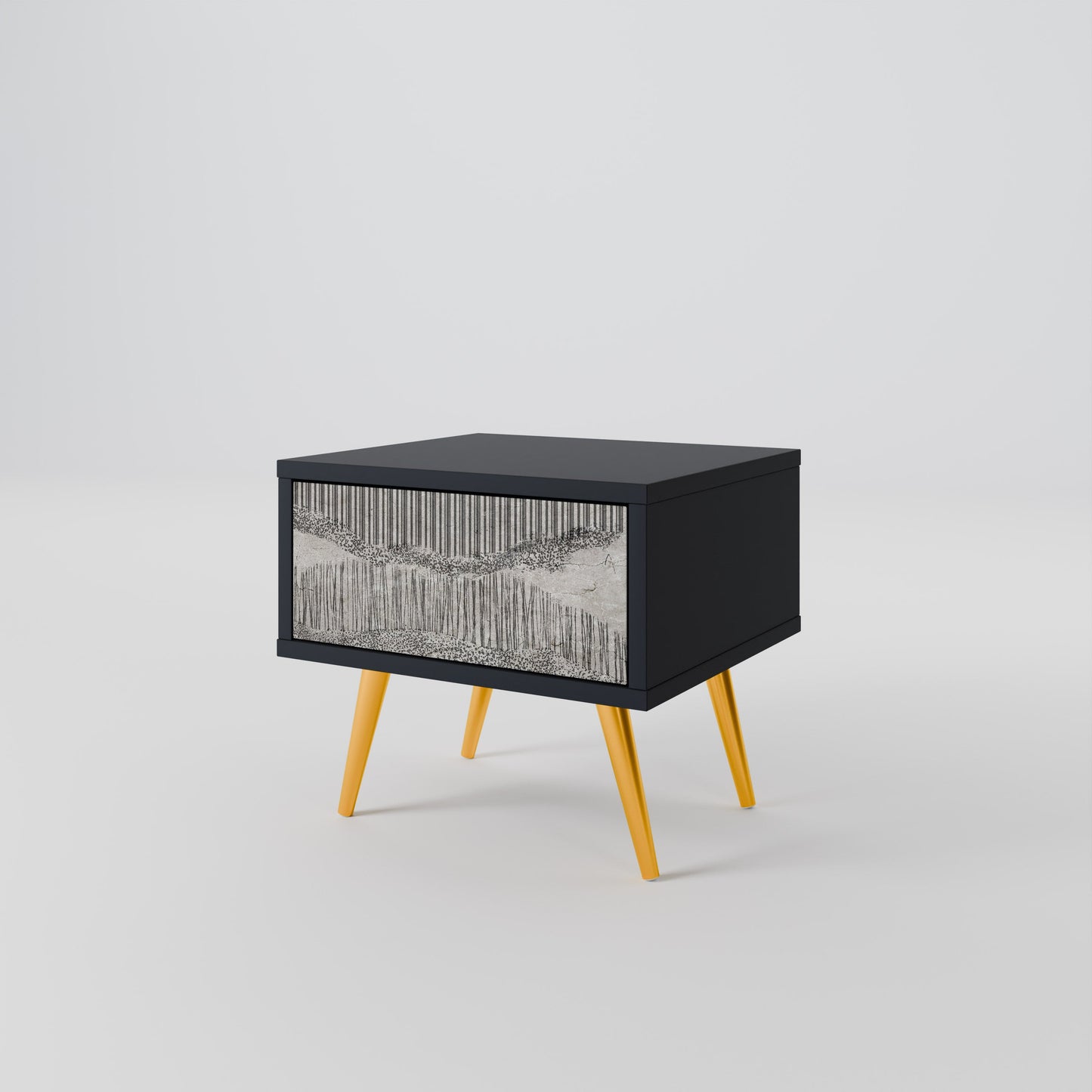 GRAIN LINES Nightstand in Black Finish