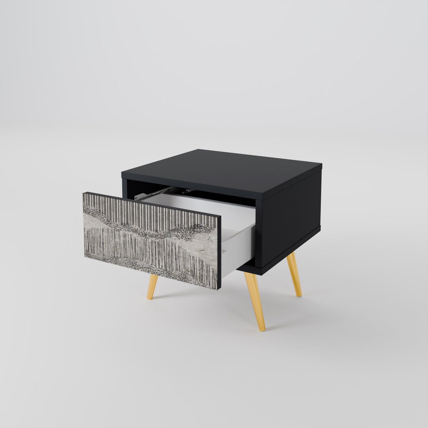 GRAIN LINES Nightstand in Black Finish