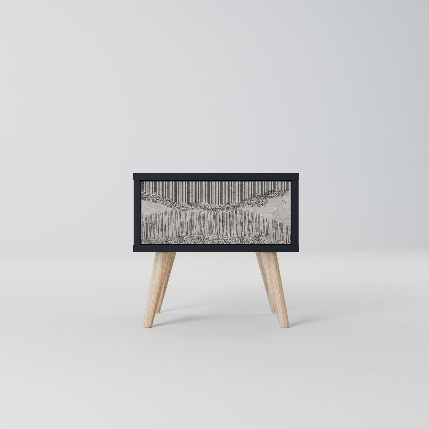 GRAIN LINES Nightstand in Black Finish