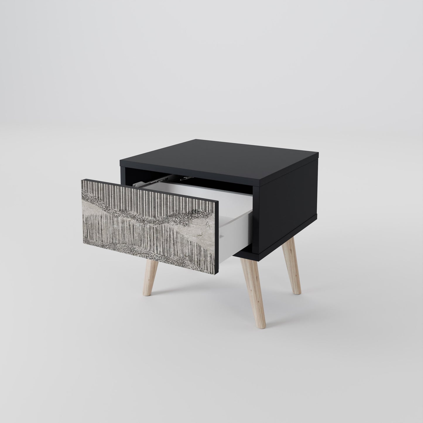 GRAIN LINES Nightstand in Black Finish