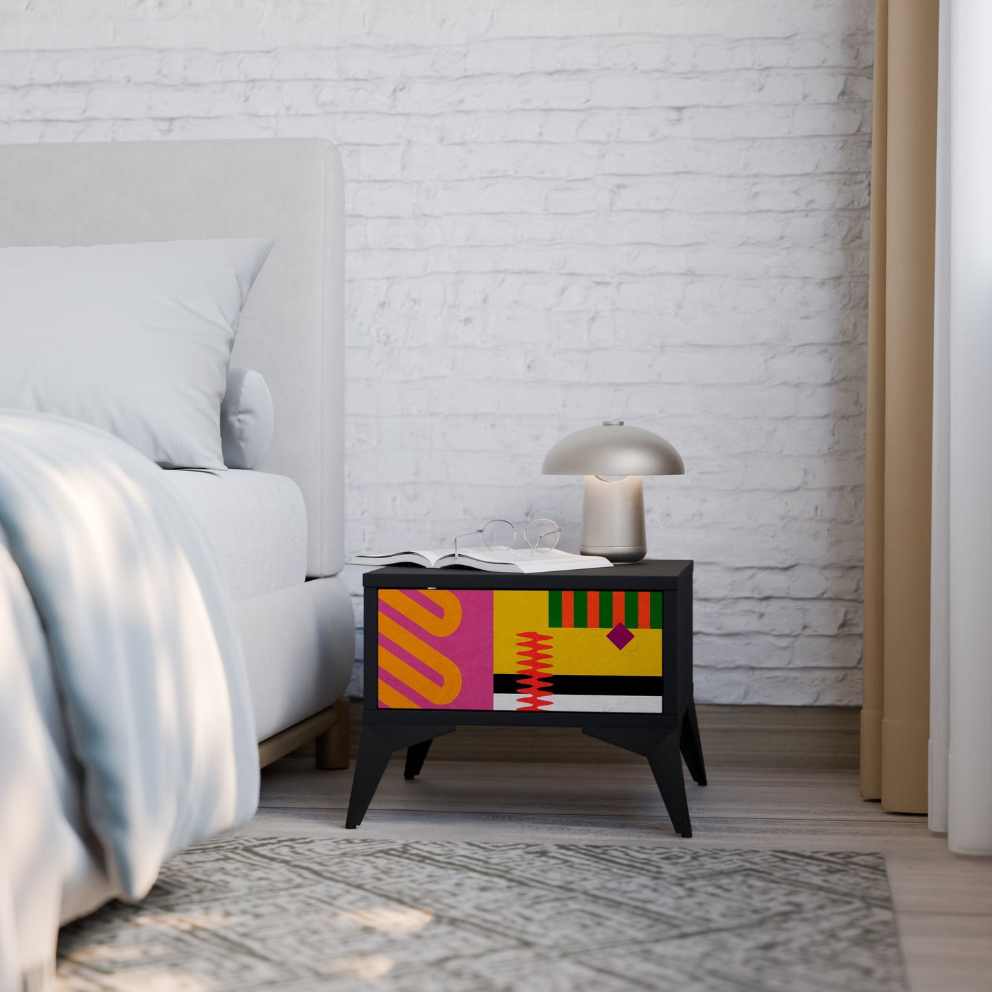 VIVID ART Nightstand in Black Finish