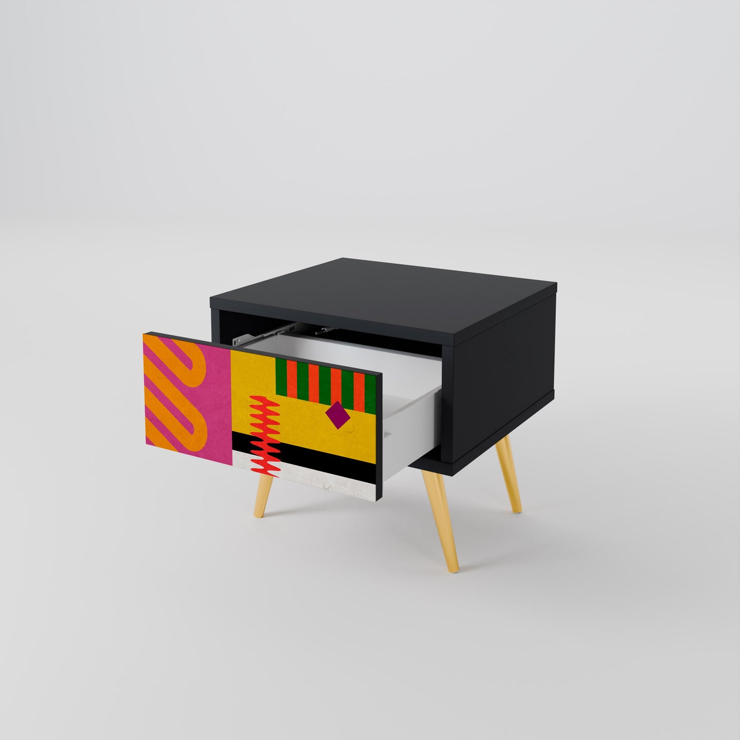 VIVID ART Nightstand in Black Finish
