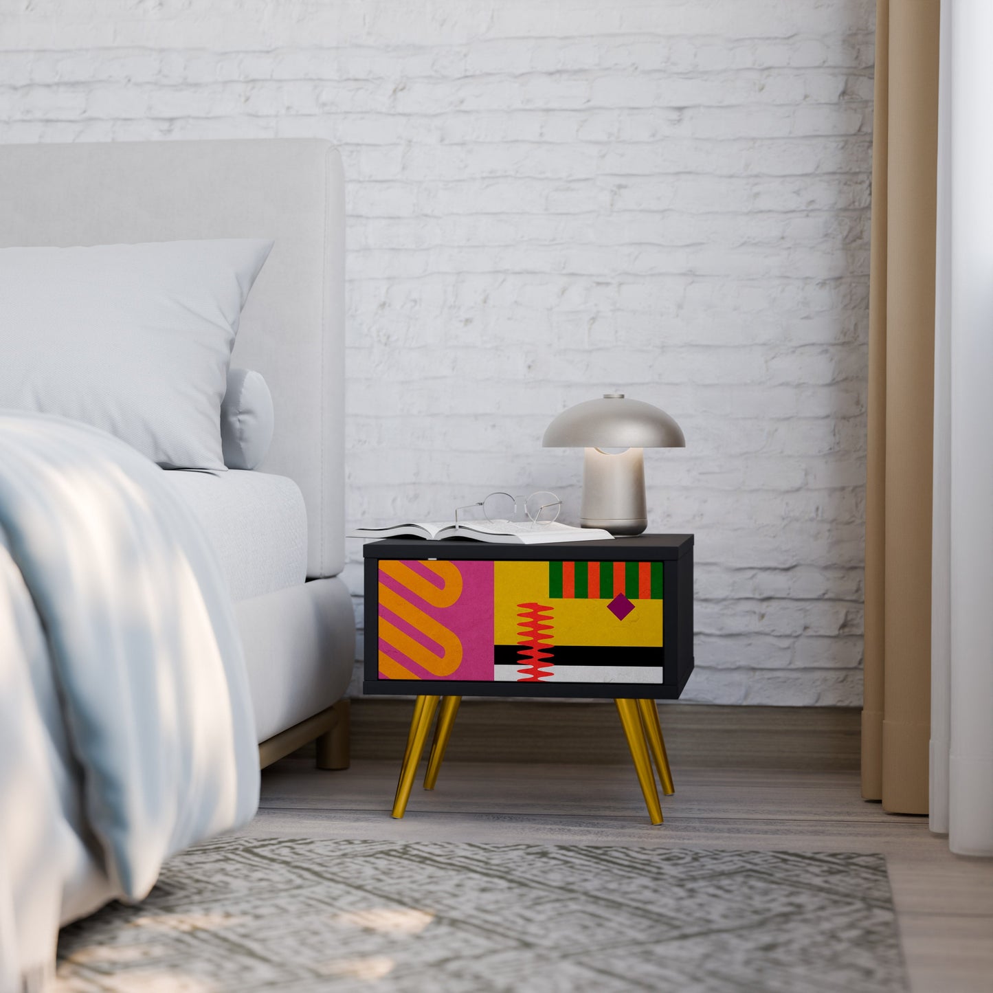 VIVID ART Nightstand in Black Finish