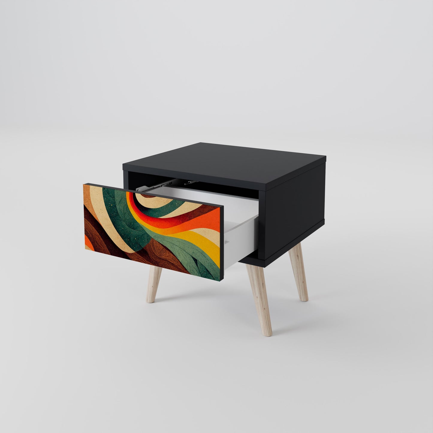 COLORFUL STRANDS Nightstand in Black Finish