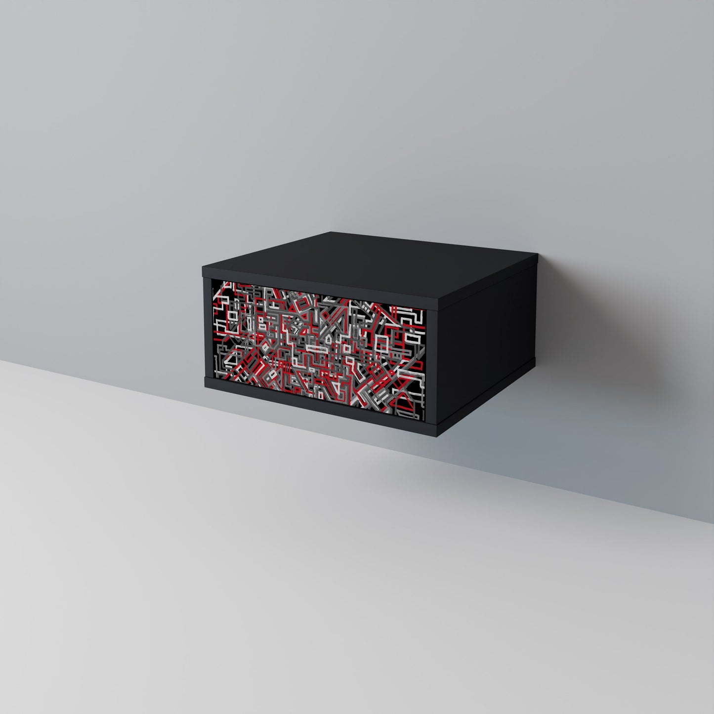BROKEN LINES Nightstand in Black Finish