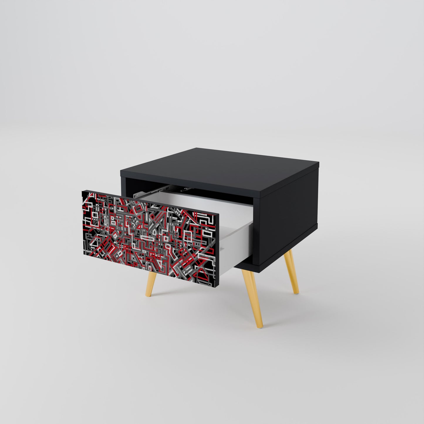 BROKEN LINES Nightstand in Black Finish