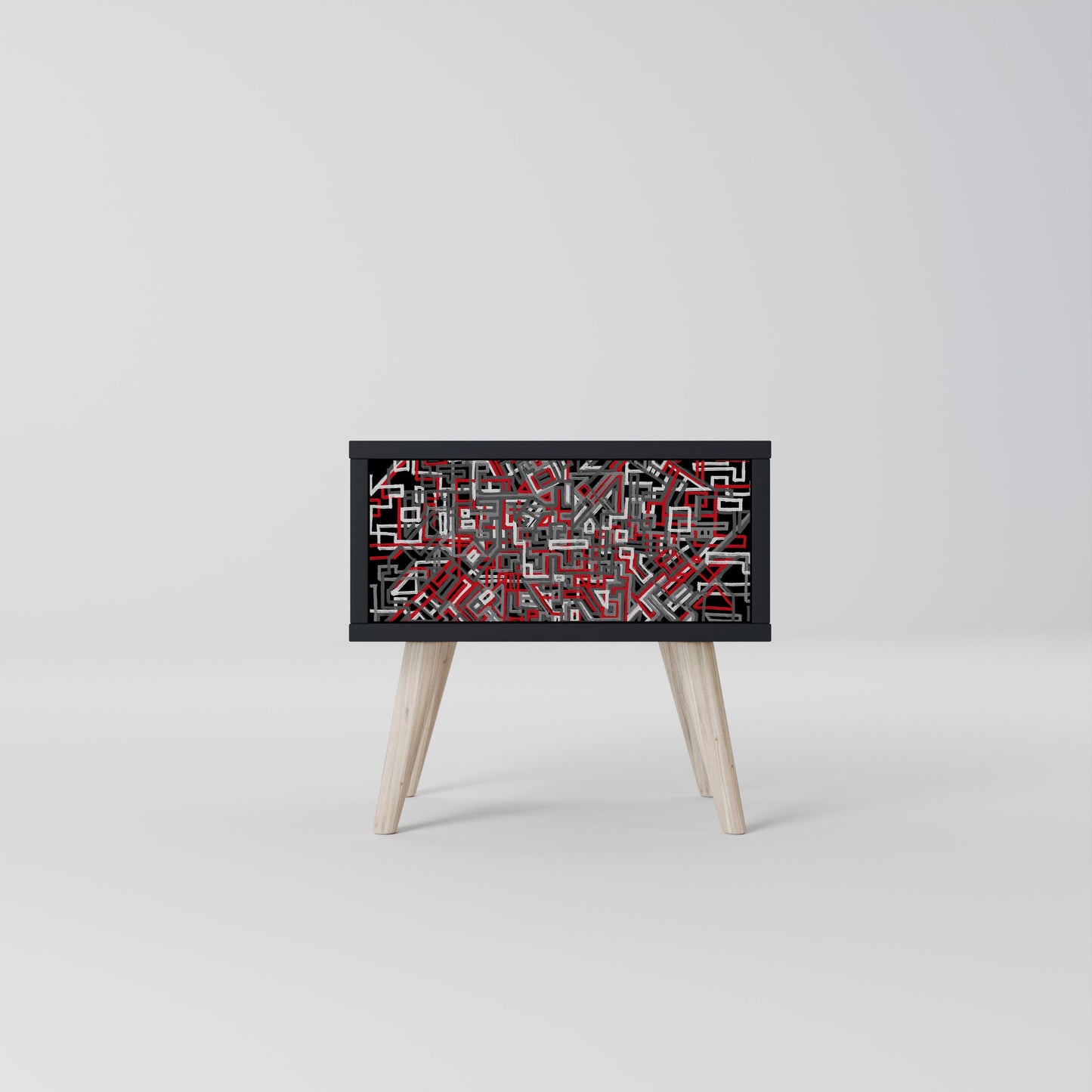BROKEN LINES Nightstand in Black Finish