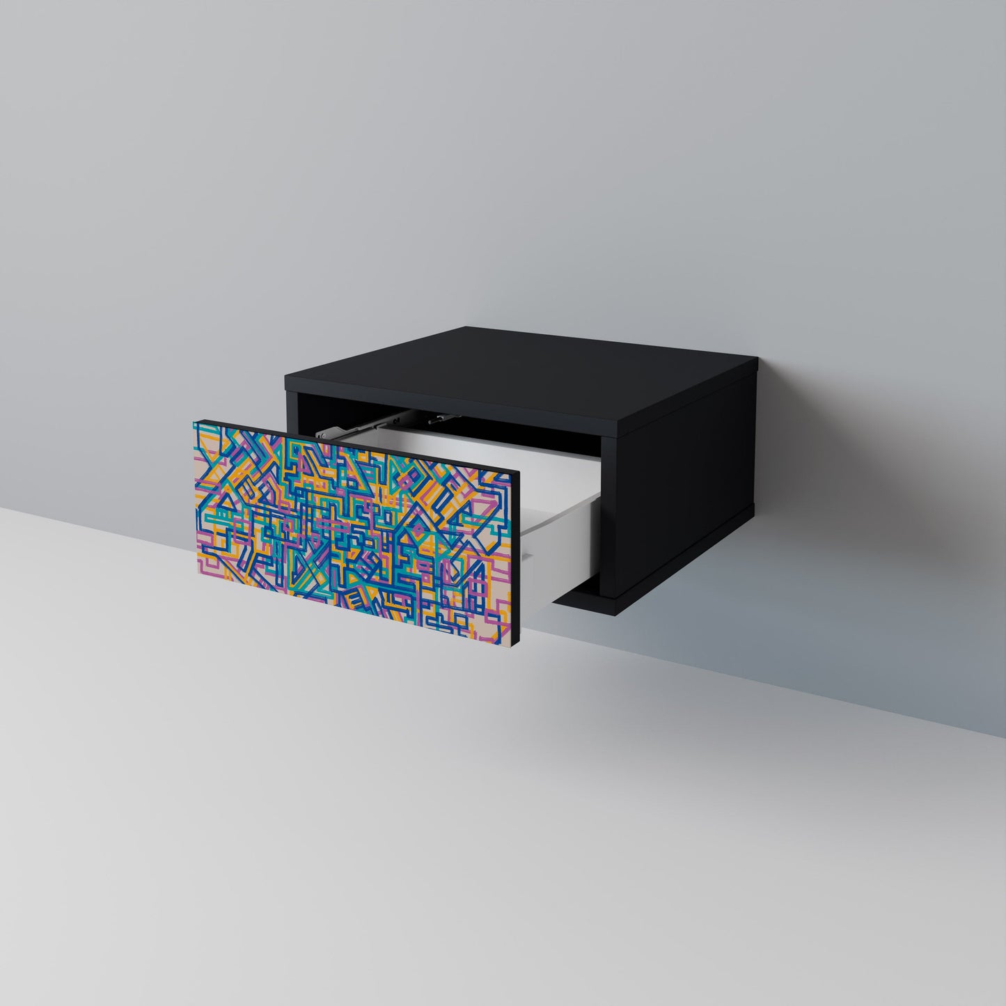 MEMORIES MAP Nightstand in Black Finish