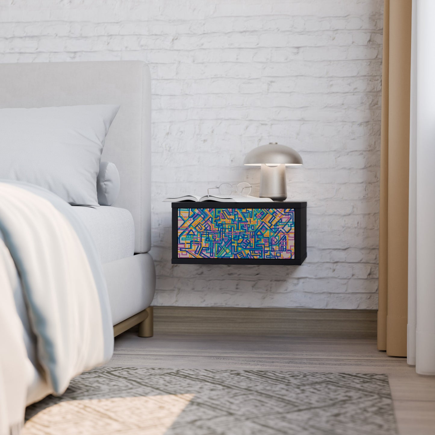 MEMORIES MAP Nightstand in Black Finish
