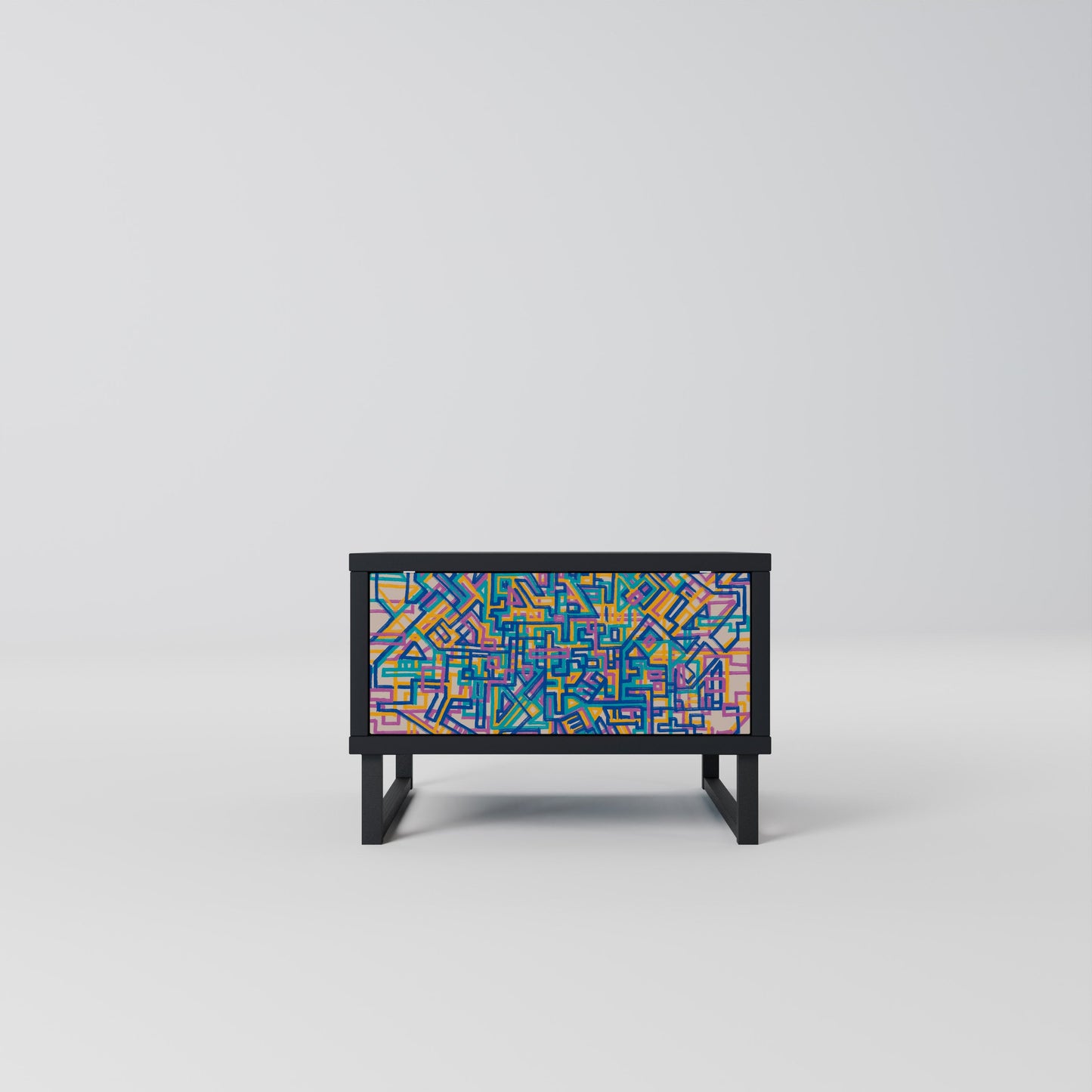 MEMORIES MAP Nightstand in Black Finish