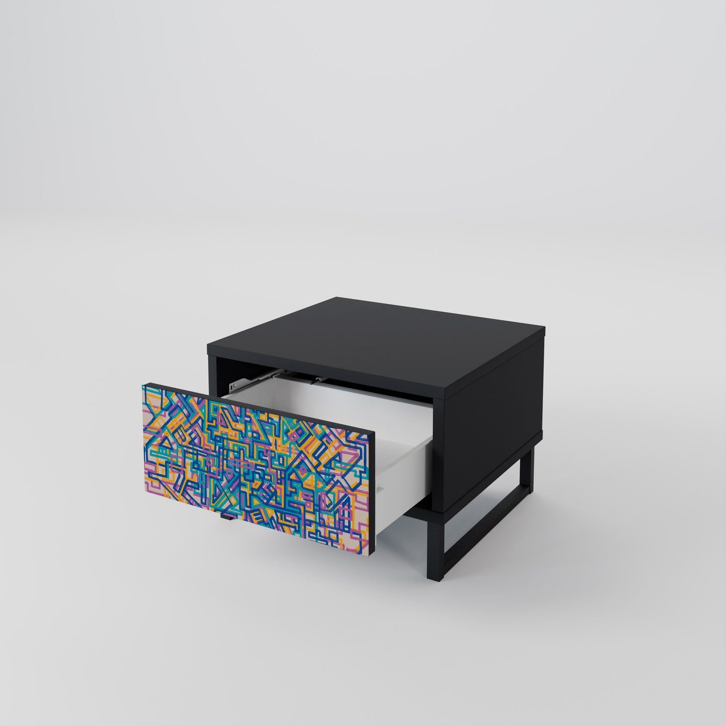 MEMORIES MAP Nightstand in Black Finish