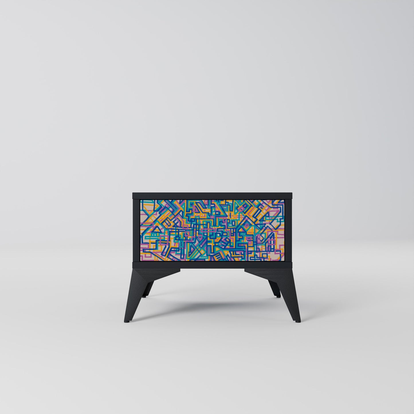 MEMORIES MAP Nightstand in Black Finish