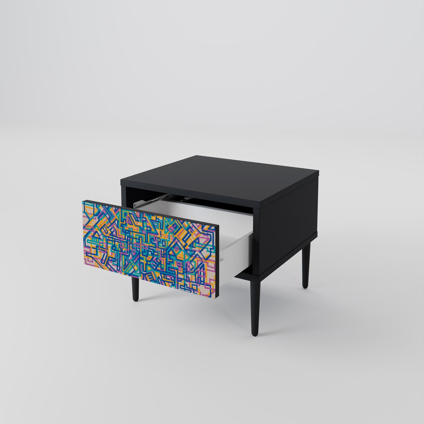 MEMORIES MAP Nightstand in Black Finish