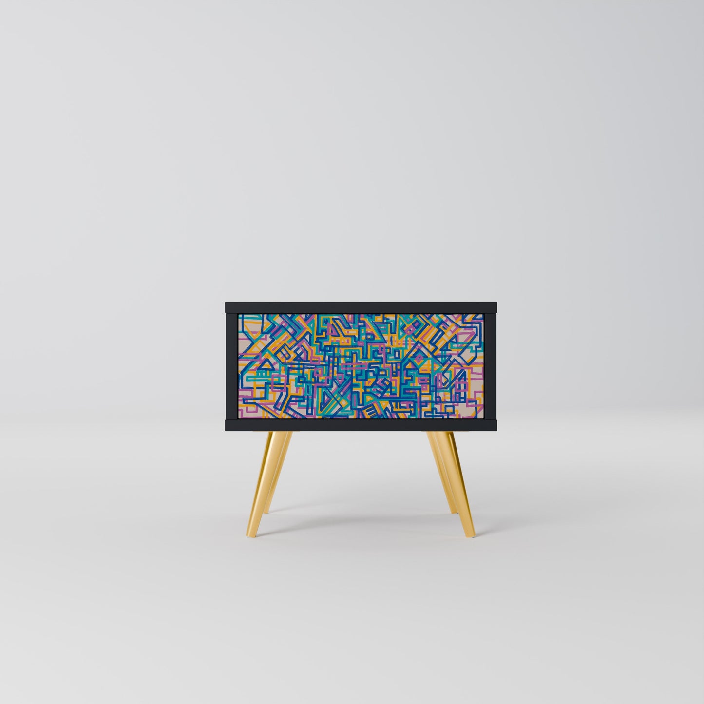 MEMORIES MAP Nightstand in Black Finish