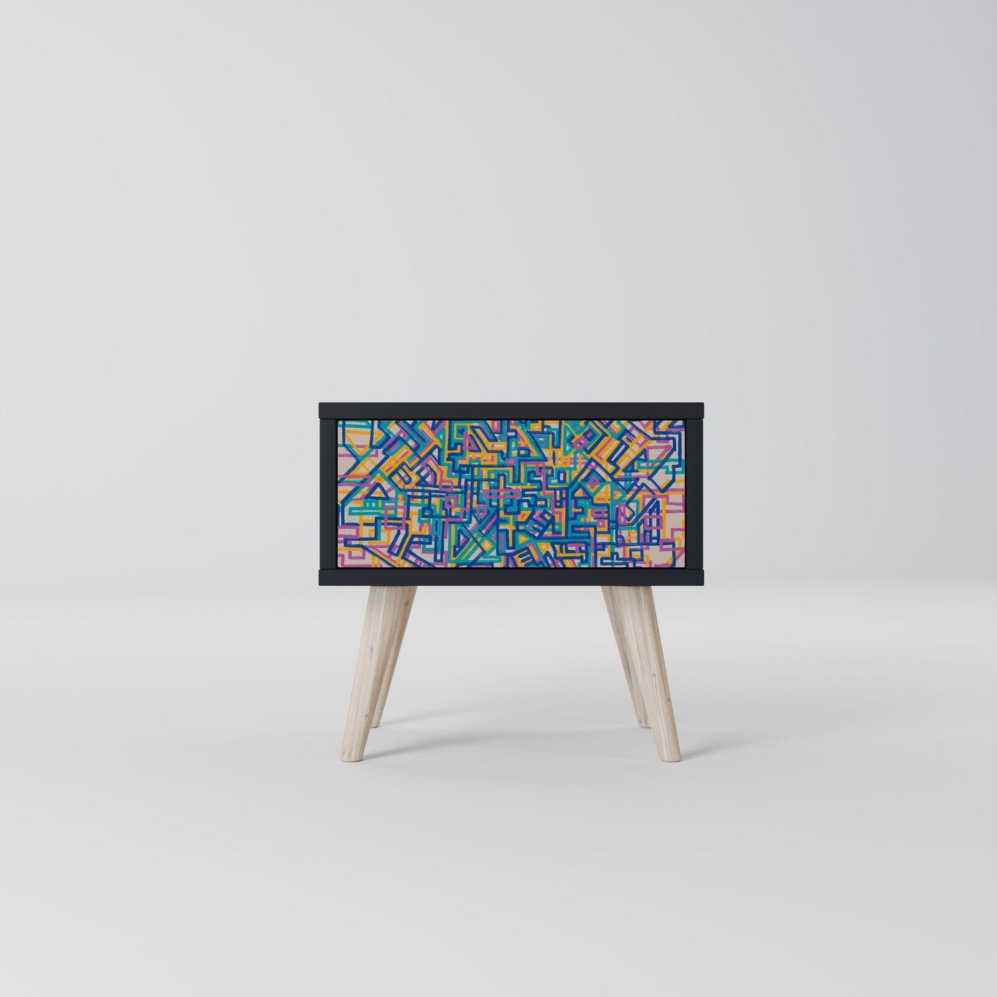 MEMORIES MAP Nightstand in Black Finish