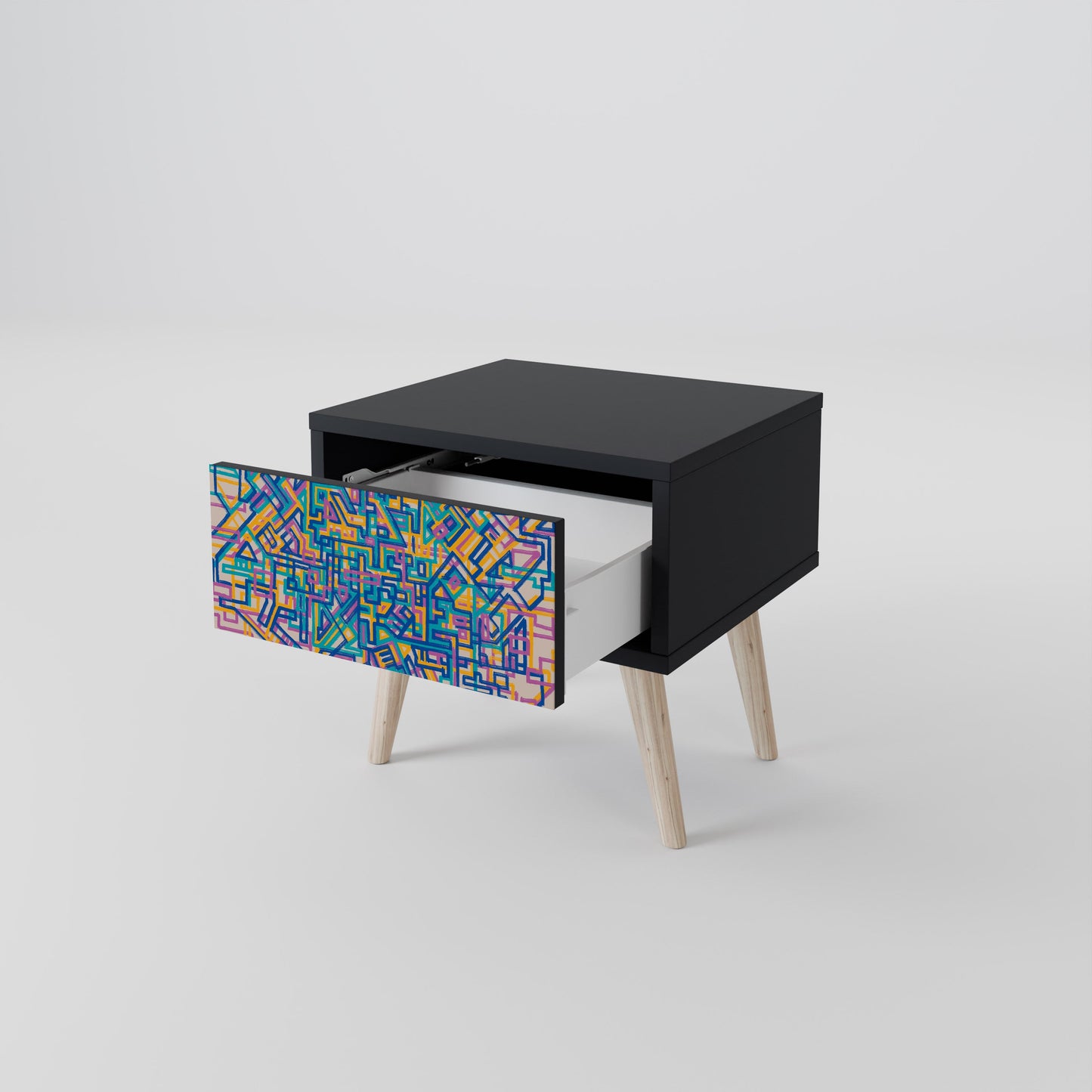 MEMORIES MAP Nightstand in Black Finish