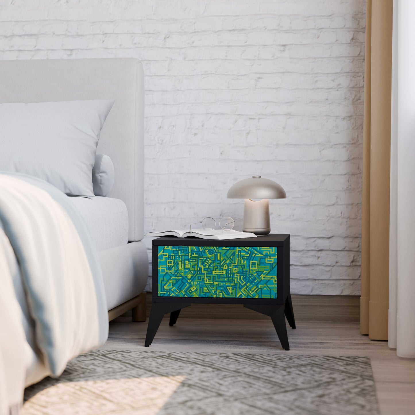 NOSTALGIC MEMORIES Nightstand in Black Finish