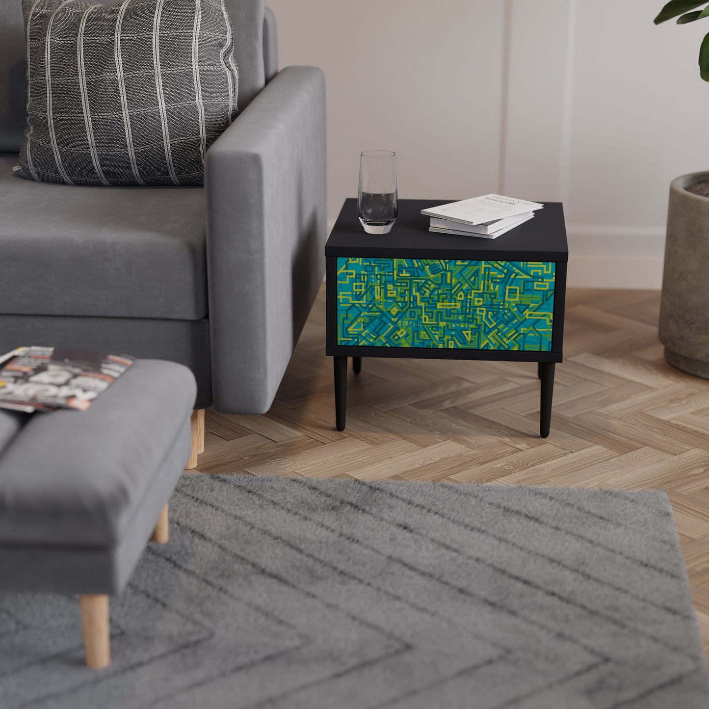 NOSTALGIC MEMORIES Nightstand in Black Finish