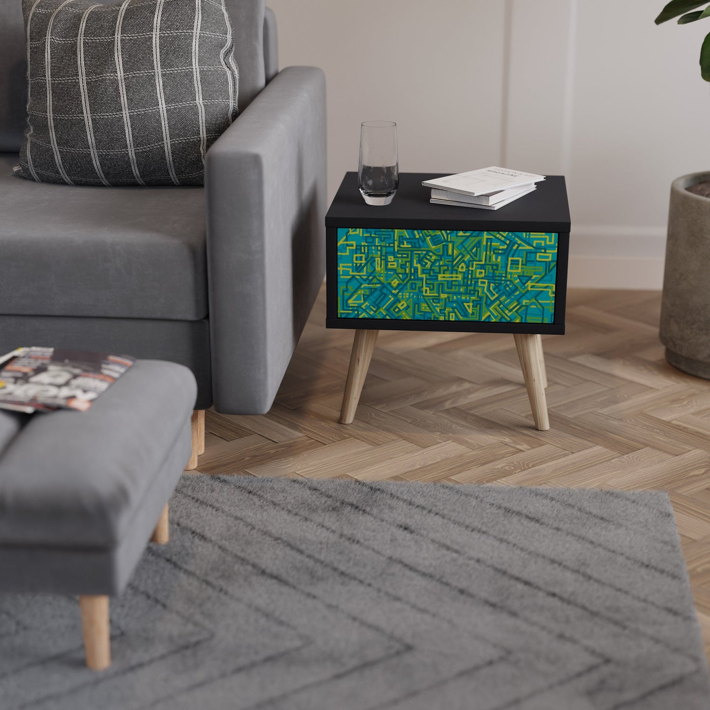 NOSTALGIC MEMORIES Nightstand in Black Finish
