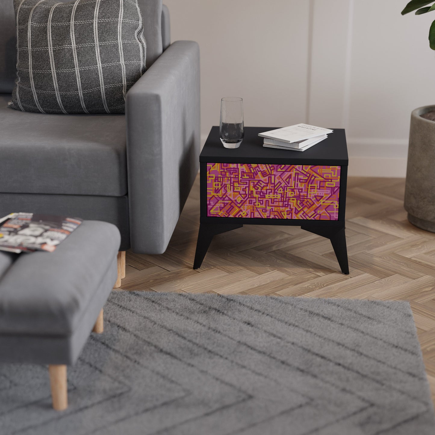 LOVELY MEMORIES Nightstand in Black Finish