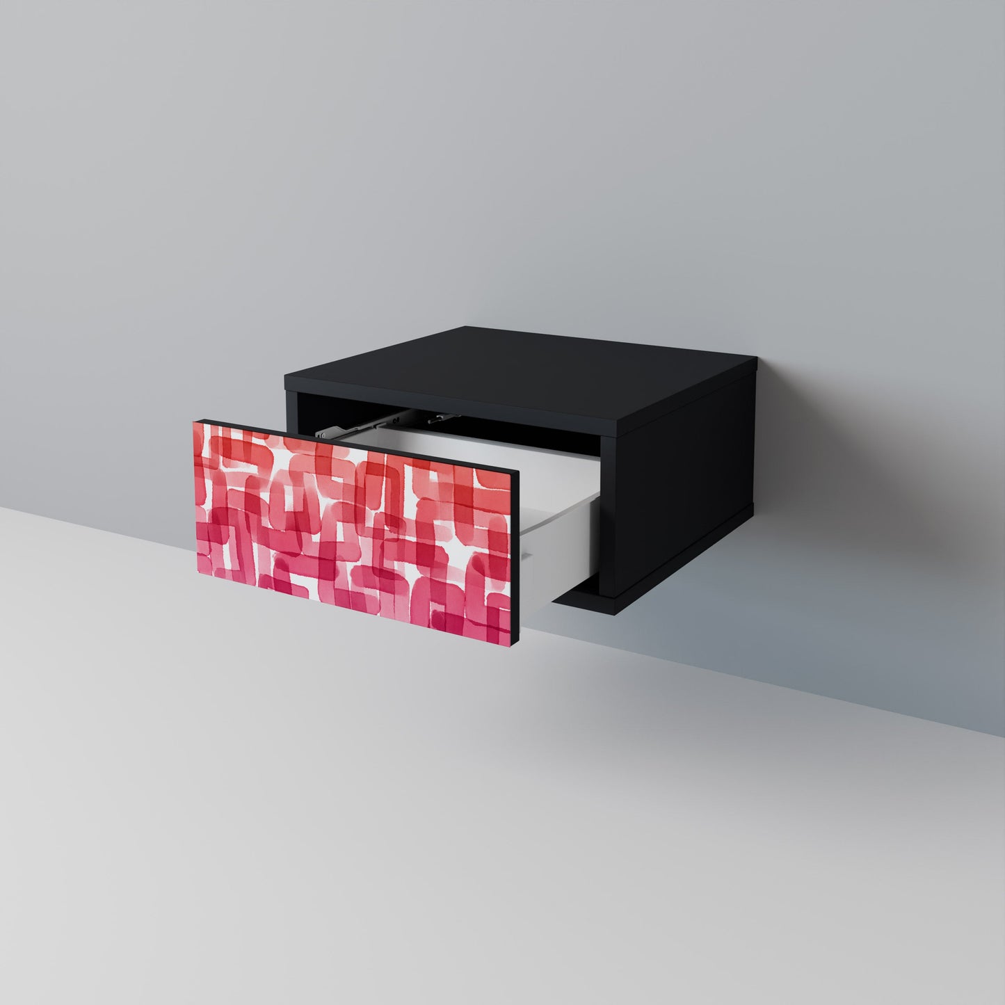 KALEIDOSCOPIC CUBISM Nightstand in Black Finish