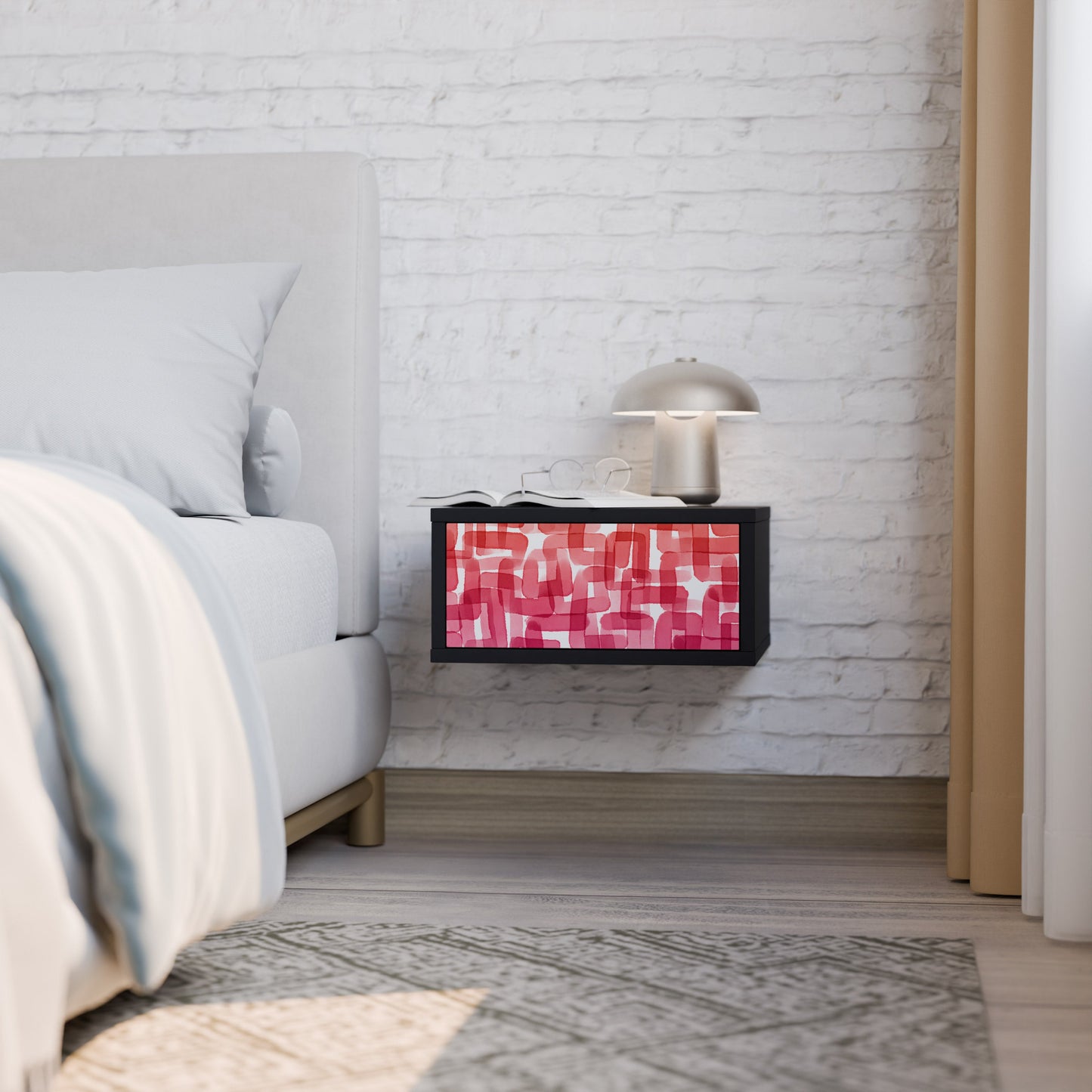 KALEIDOSCOPIC CUBISM Nightstand in Black Finish