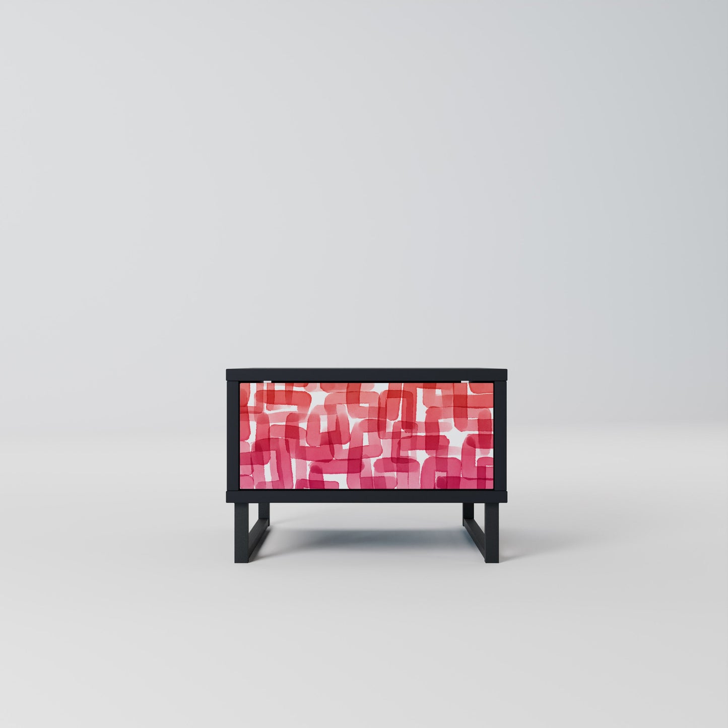 KALEIDOSCOPIC CUBISM Nightstand in Black Finish