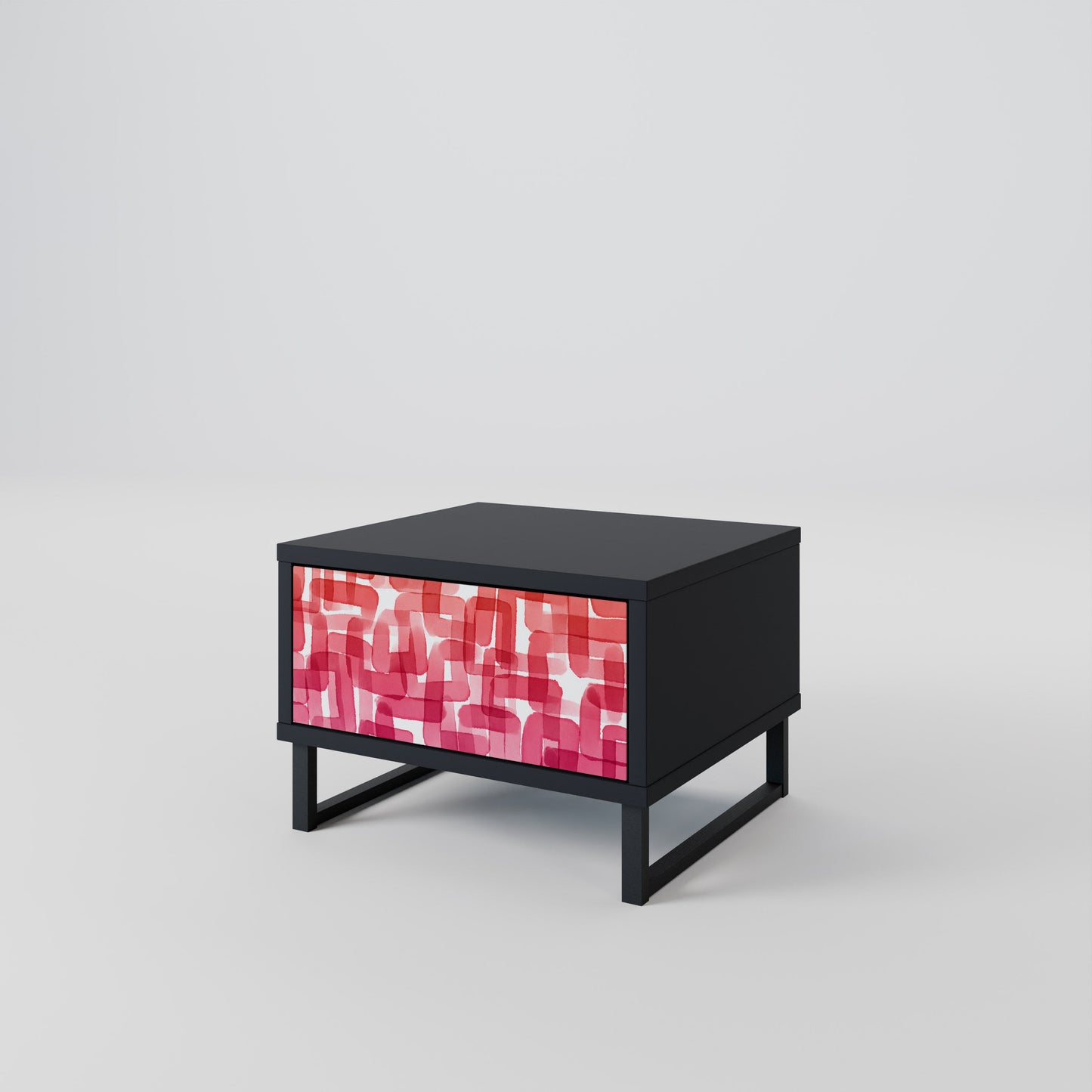 KALEIDOSCOPIC CUBISM Nightstand in Black Finish