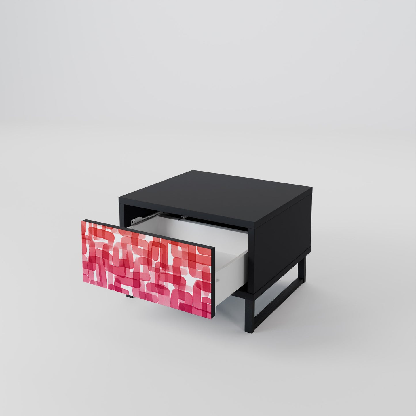 KALEIDOSCOPIC CUBISM Nightstand in Black Finish
