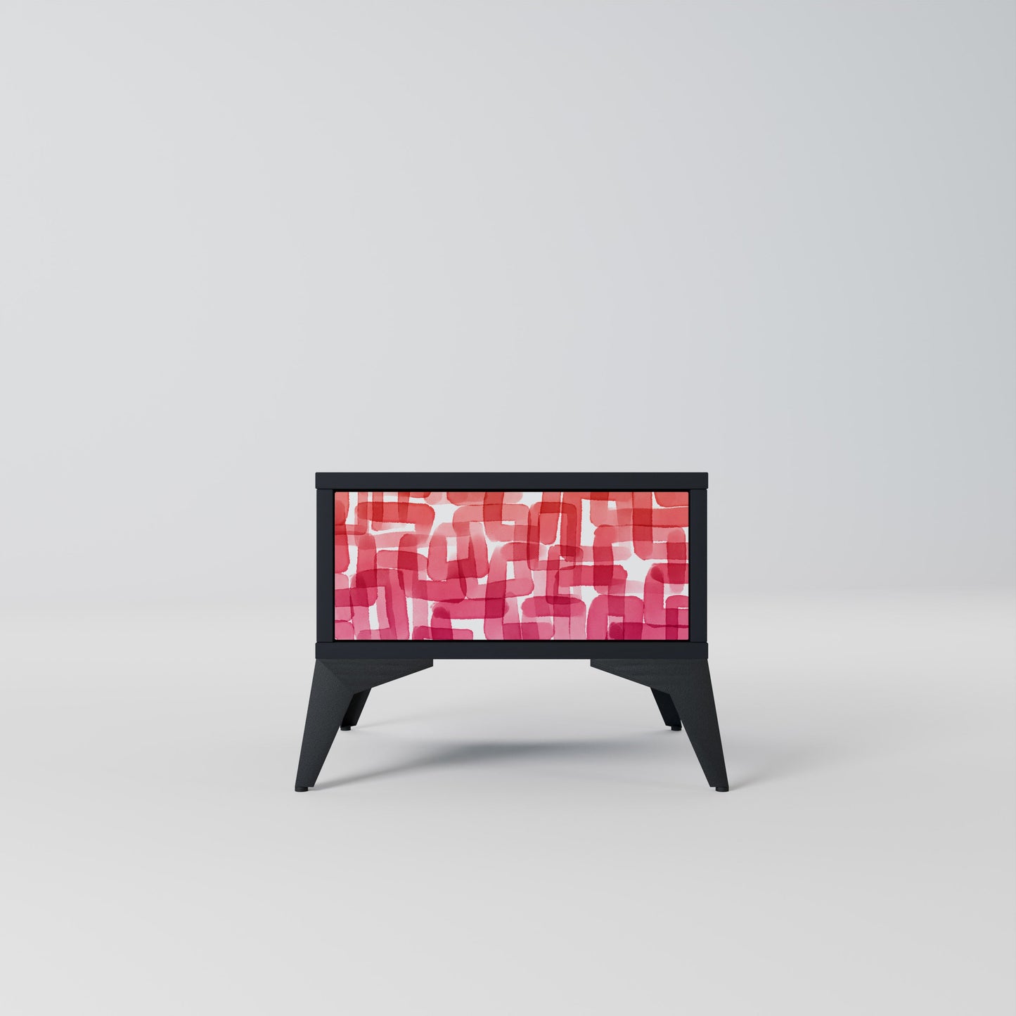KALEIDOSCOPIC CUBISM Nightstand in Black Finish